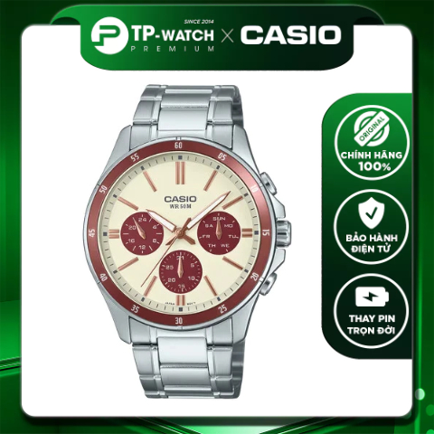 Đồng hồ nam dây thép Casio MTP-1374D-5A2VDF Size 43.5mm - Chống nước 50m | Casio nam MTP-1374D-5A2