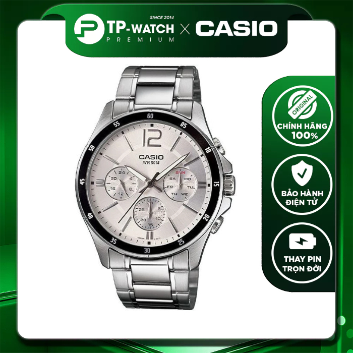 Đồng hồ nam dây thép Casio MTP-1374D-7AVDF Size 43.5mm - Chống nước 50m | Casio nam MTP-1374D-7A