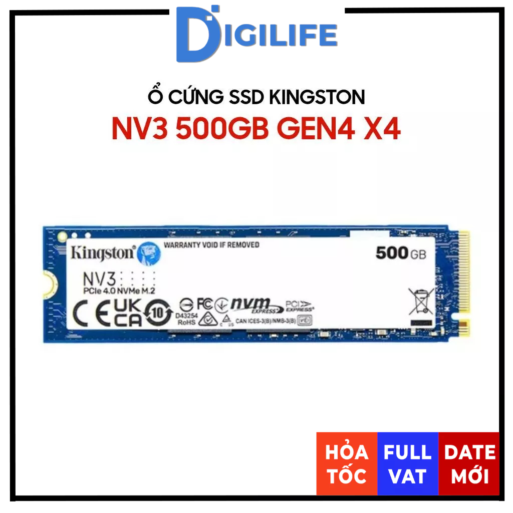 Ổ cứng SSD Kingston NV3 500GB / 1TB PCIe Gen4 x4 M.2 2280 (SNV3S/500G)