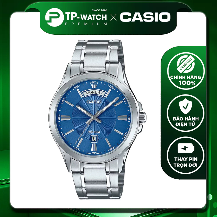 Đồng hồ nam dây thép Casio MTP-1381D-2AVDF Size 39.9mm - Chống nước 50m | Casio nam MTP-1381D-2A