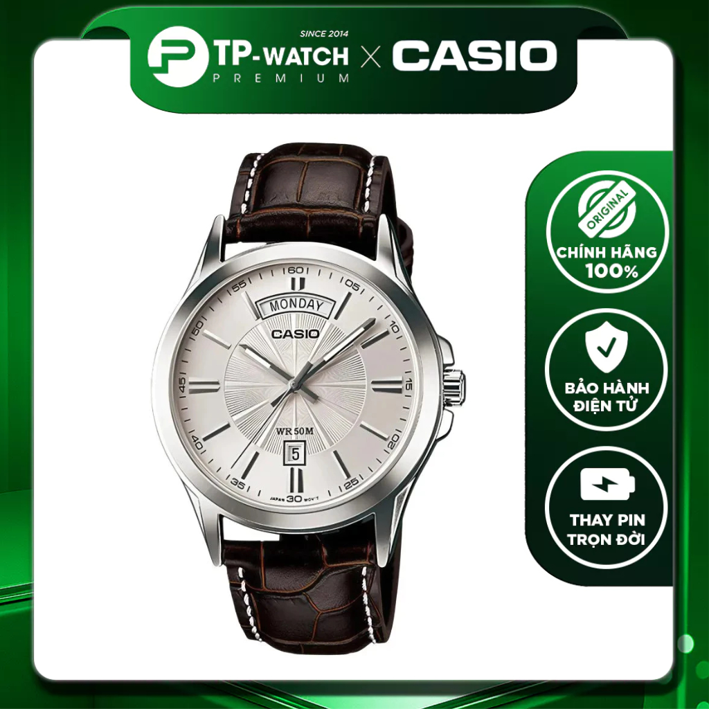 Đồng hồ nam dây da Casio MTP-1381L-7AVDF Size 39.9mm - Chống nước 50m | Casio nam MTP-1381L-7A