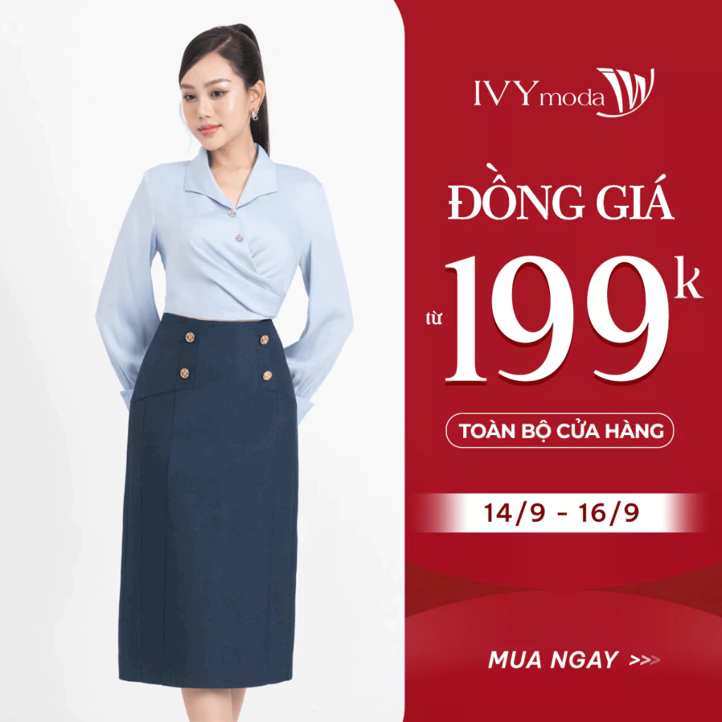 Áo sơ mi croptop xếp chéo, Áo sơ mi dài tay nữ IVY moda MS 17M8507