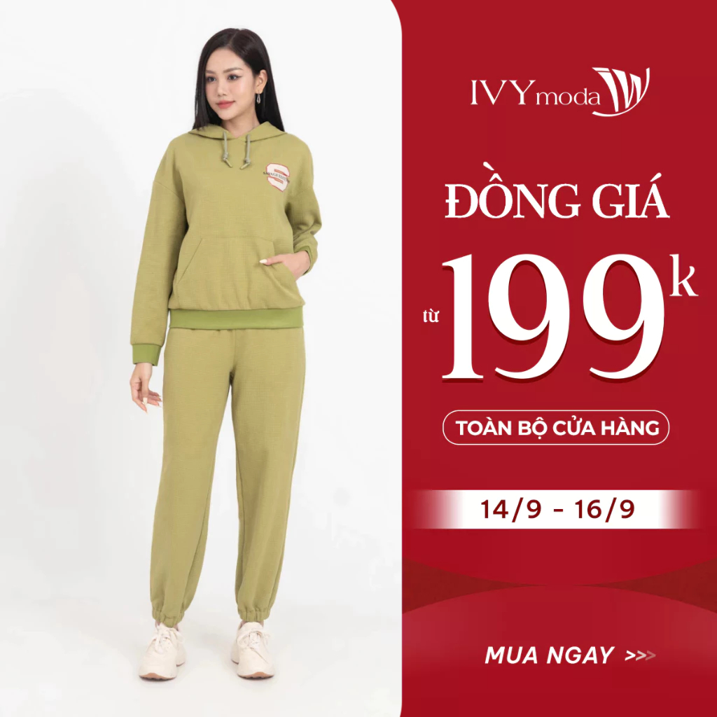 Set bộ Hoodie chữ S nữ, bộ thun thể thao nữ IVY moda MS 59M8240
