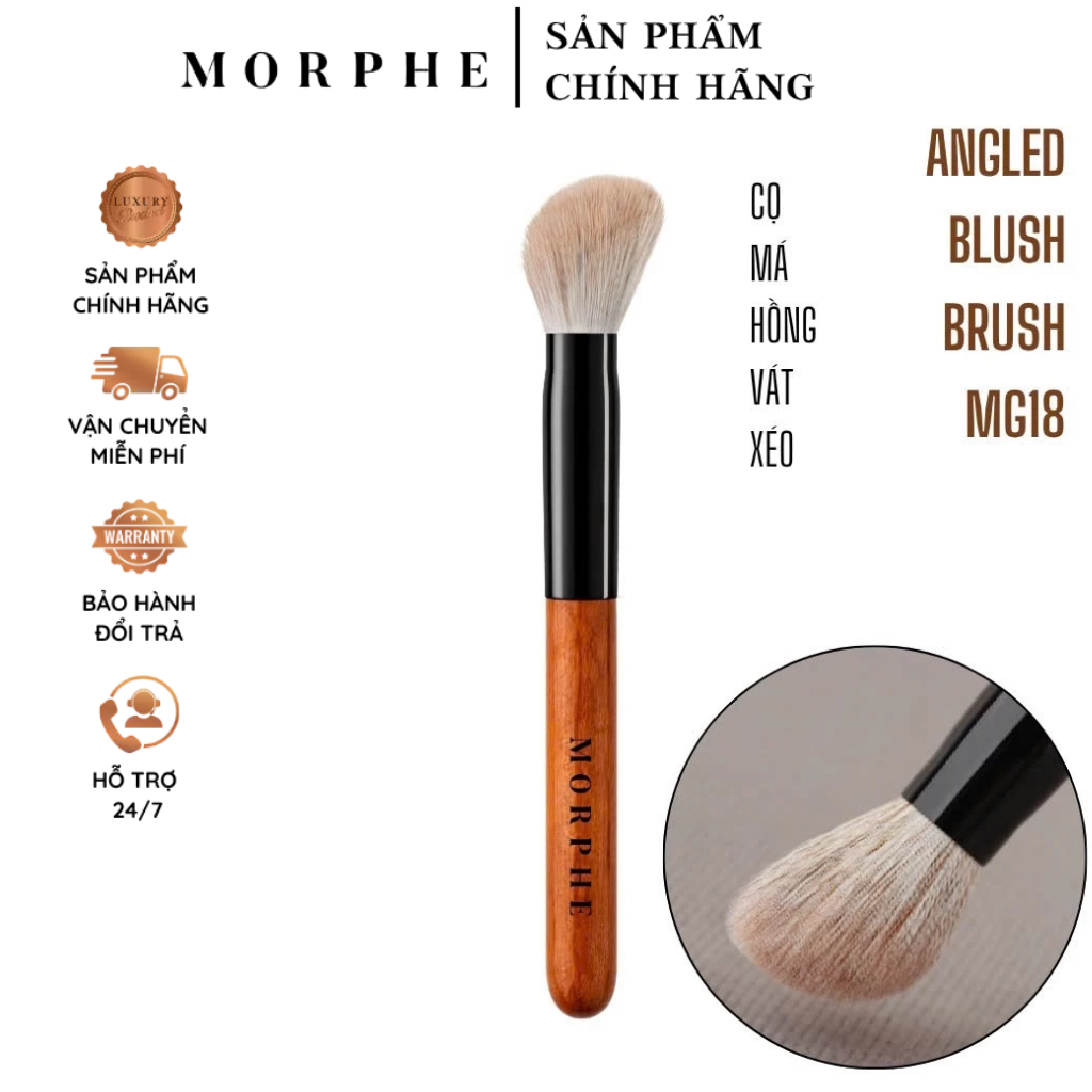 Cọ đánh má hồng cọ tạo khối lông mềm cao cấp MORPHE Angled Blush Brush MG18