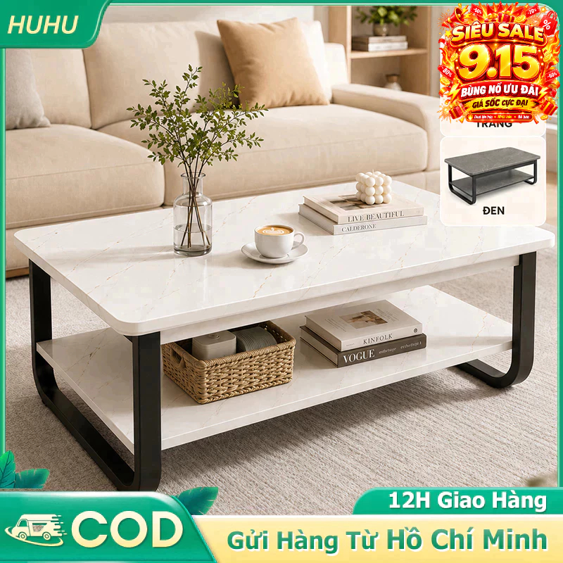 Bàn Trà Sofa Hoa Văn Đá Cẩm Thạch Phòng Khách Sang Trọng Hình Chữ Nhật mặt đá bóng đẹp dễ vệ sinh