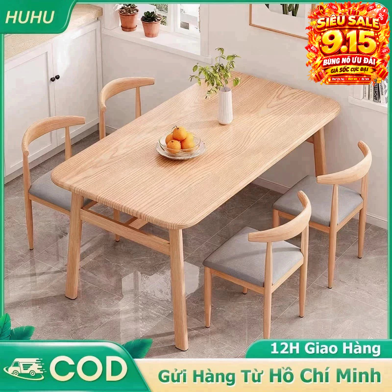 HUHU Bàn ăn giả gỗ nguyên Phù hợp cho gia đình và nhà hàng chắc chắn và bền bỉ Nhiều kích cỡ