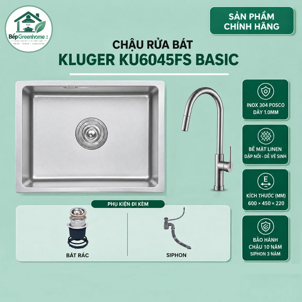 Chậu rửa bát Kluger KU6045FS Basic | Hàng chính hãng