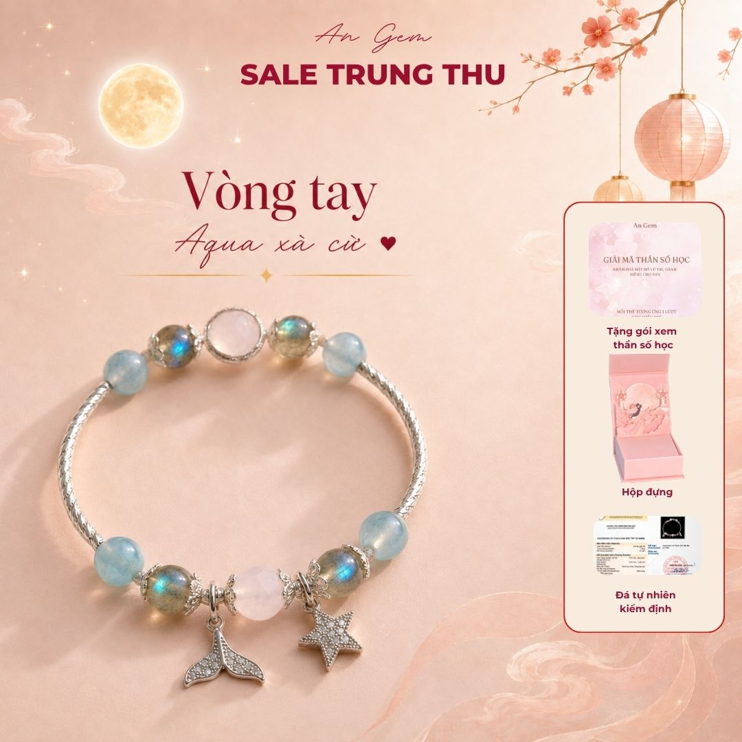 Vòng tay đá mix charm An Gem, lắc tay nữ mạ bạc phối đá
