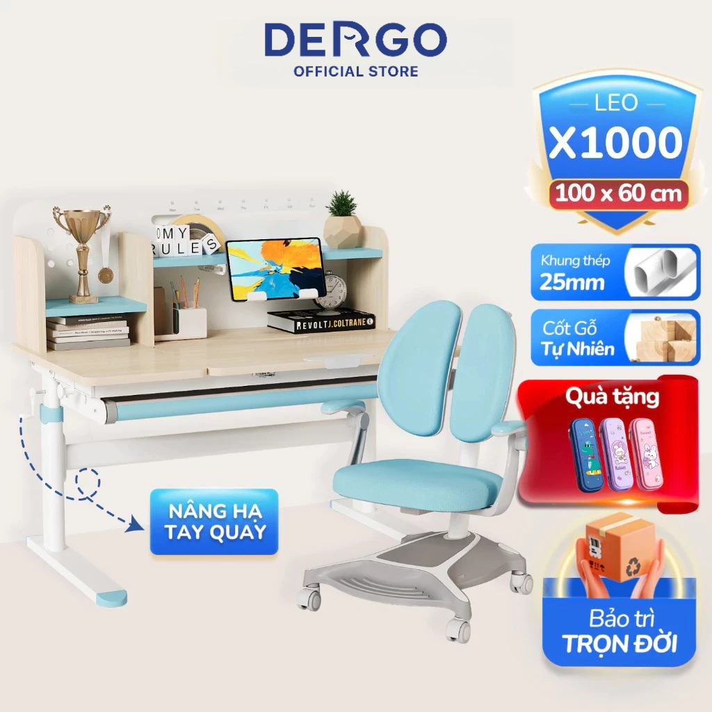Bộ Bàn Học Thông Minh DERGO LEO X1000 Chống Gù Chống Cận Ngồi Chuẩn Tư Thế