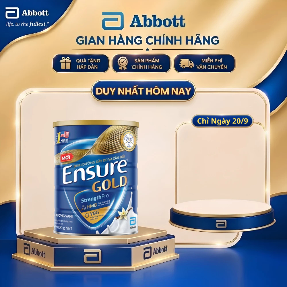 Ensure Gold HMB Abbott 800g Hương Vani Chính Hãng  Sữa Bột Người Lớn, Người Cao Tuổi, Người Ăn Uống Kém