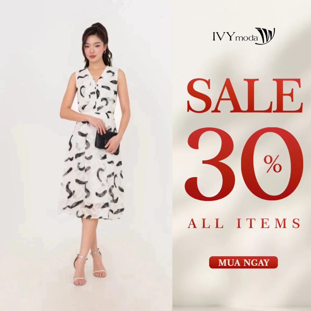 Đầm xòe phối khóa kéo trước nữ IVY moda MS 41M8333