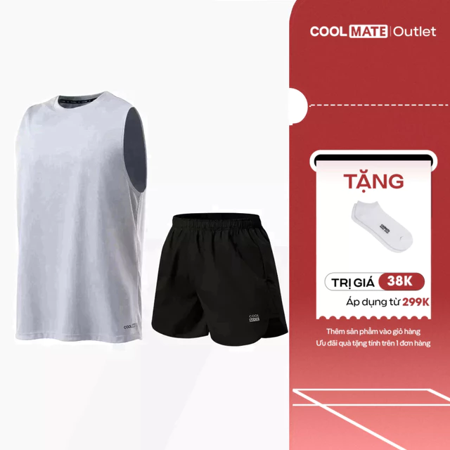 [Tặng 1 quà đơn 299k] Bộ Đồ Thể Thao Nam Chạy Bộ Áo Tanktop Essentials và Quần Short Maxcool- Coolmate