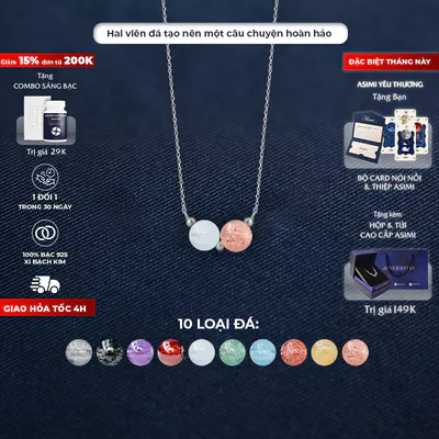 Dây chuyền bạc Ý Đôi Đá Năng Lượng Duo Gems Soul DC75