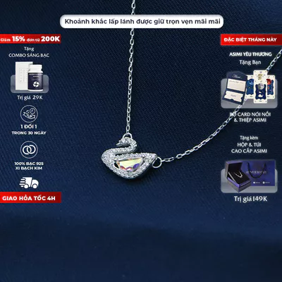 Dây chuyền bạc nữ S925 Thiên Nga Swarovski Asimi DC37