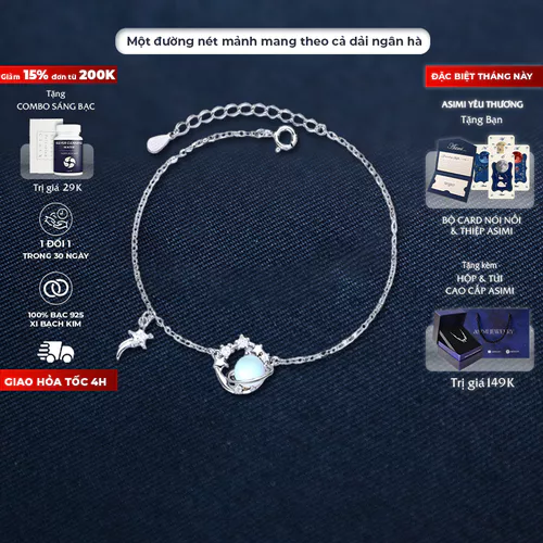 Lắc tay bạc Ý S925 Moonstore Universe Asimi Universe Line LT25