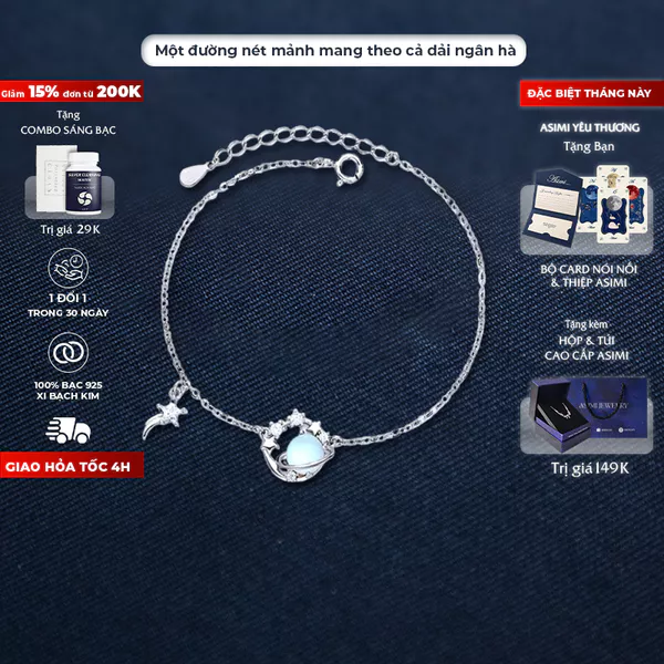 Lắc tay bạc Ý S925 Moonstore Universe Asimi Universe Line LT25