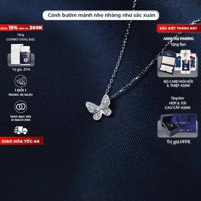Dây chuyền bạc nữ cánh bướm đính đá nhỏ Asimi Butterfly Line DC19