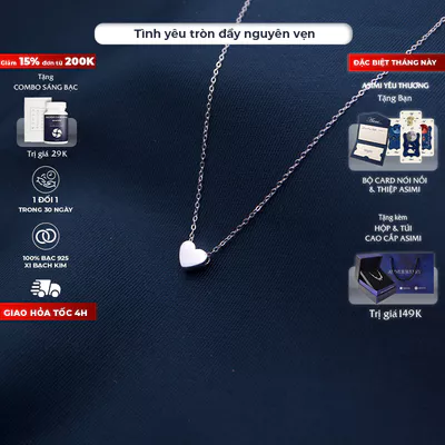 Dây chuyền bạc mảnh trái tim full mặt Asimi Full Heart DC31