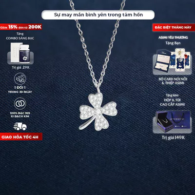 Dây chuyền bạc S925 cỏ 4 lá Asimi Lucky Leaf DC36