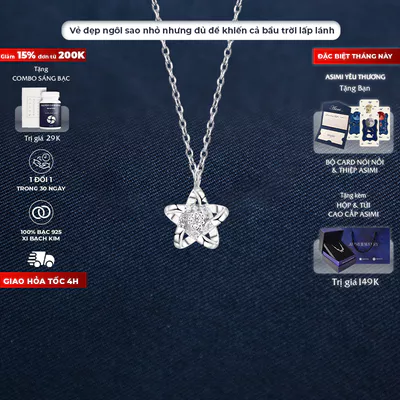 Dây chuyền ngôi sao bạc đá Zircon Asimi Start Zircon DC54