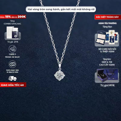Dây chuyền bạc bọc đá Zircon 8 Ly Asimi Double Circle DC61