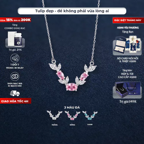 Dây chuyền bạc nữ S925 Full Tulip Asimi La Tulipe DC78