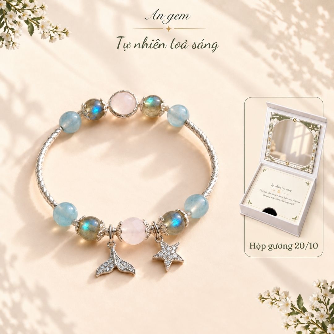 Vòng tay đá mix charm An Gem màu sắc bắt mắt, tinh tế