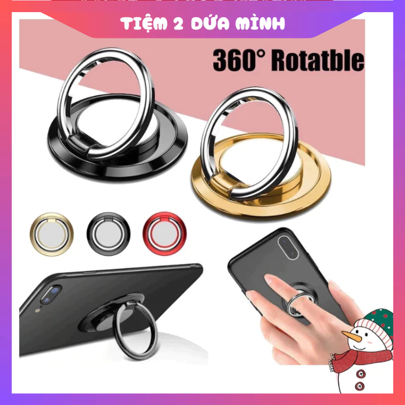 Giá đỡ iring điện thoại, giá đỡ dạng nhẫn xỏ ngón tay xoay 360 độ gắn lưng ghế ô tô đa năng