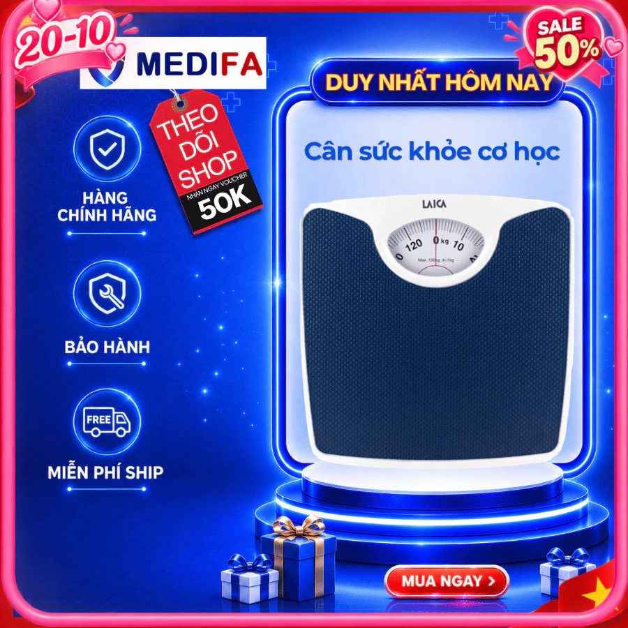 Cân sức khỏe cơ học Laica PS2018 độ chính xác cao, dùng cho cả người lớn và trẻ em, cân tối đa 130kg