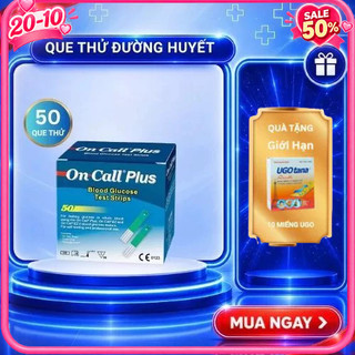 Hộp 50 que thử đường huyết On Call Plus, mỗi hộp 2 lọ 25 que thử chính hãng ACON