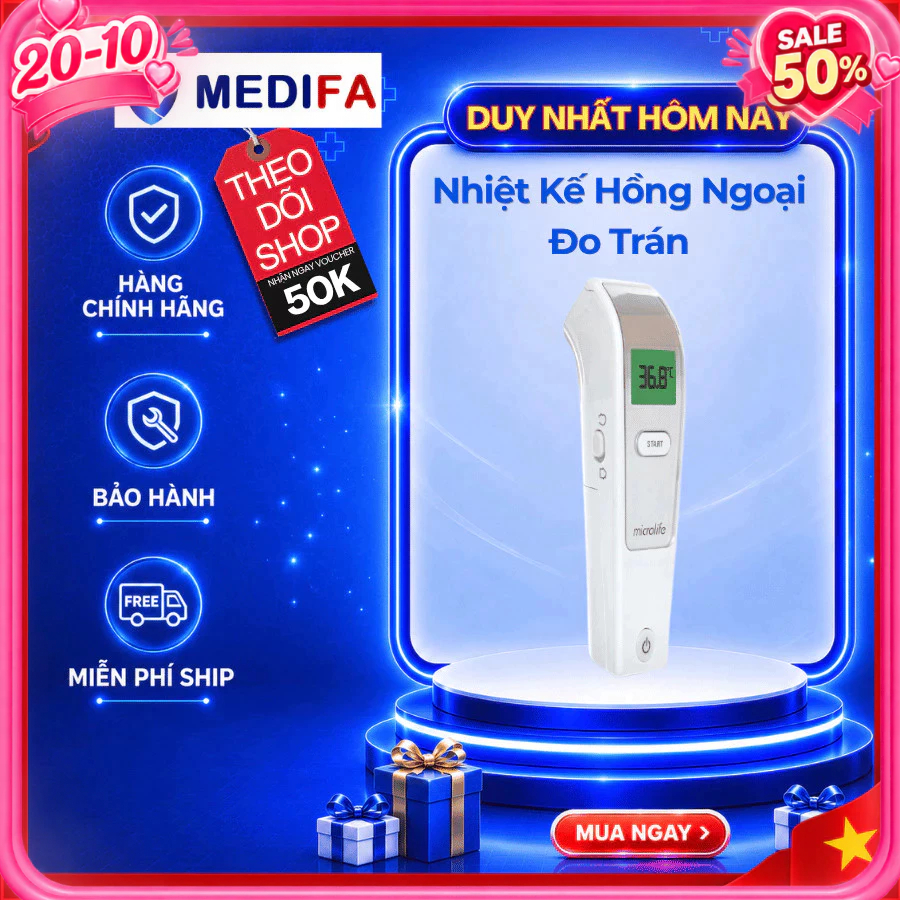 Nhiệt Kế Hồng Ngoại Đo Trán Microlife FR1MF1 Cho Kết Quả Trong Vòng 1 Giây Thích Hợp Đo Thân Nhiệt Trẻ Em, Người Lớn