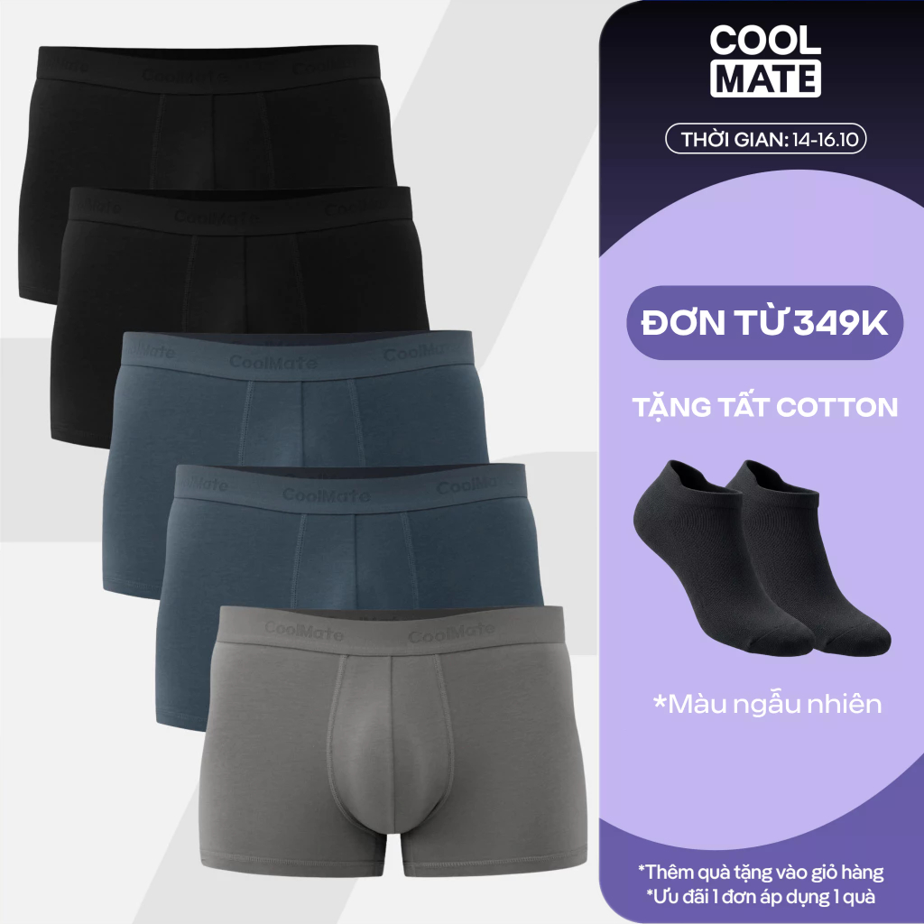 Combo 5 quần lót sịp nam Trunk Cotton mềm mại, co giãn, thoải mái mặc hàng ngày, đi làm Coolmate