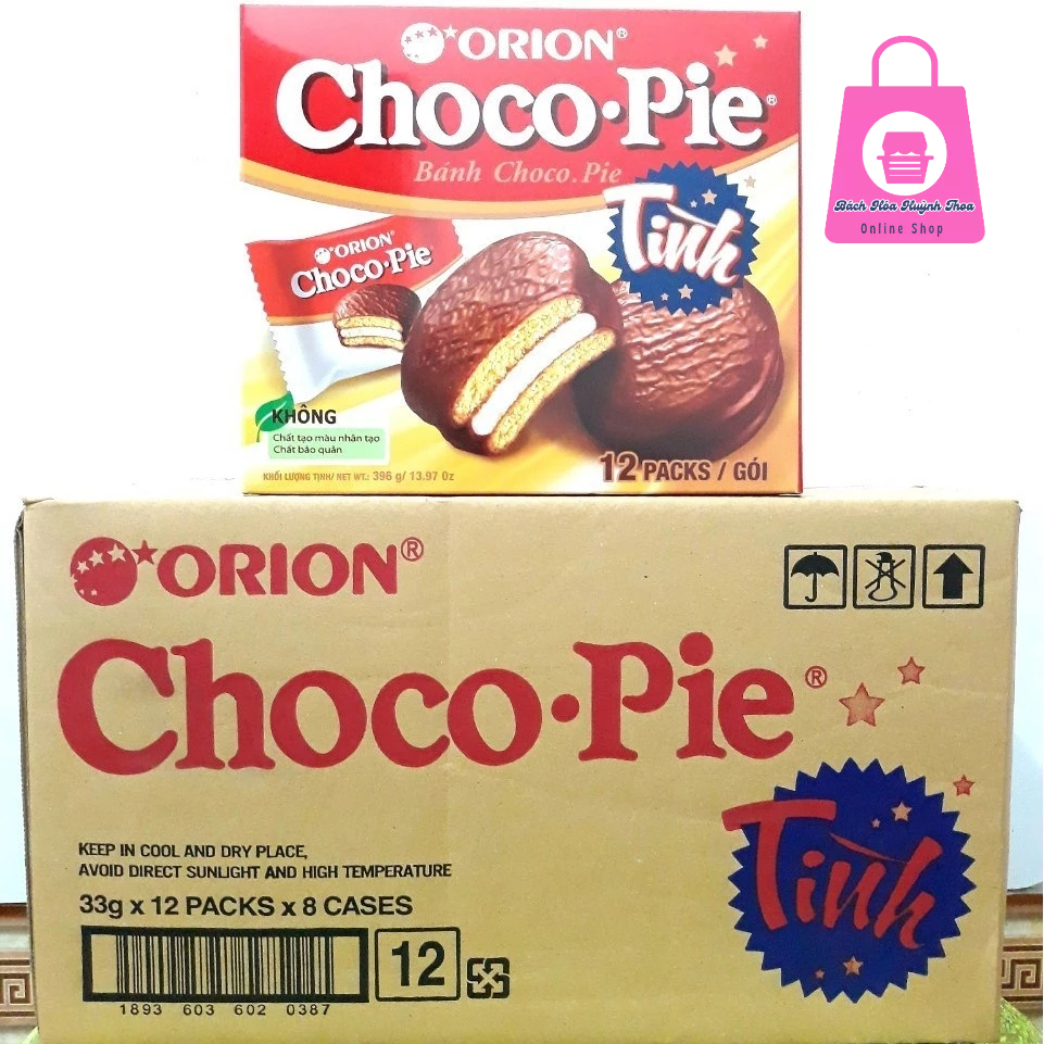  SỈ THÙNG _ THÙNG 8 HỘP Hộp Bánh Orion ChocoPie Tình Vị Truyền Thống 