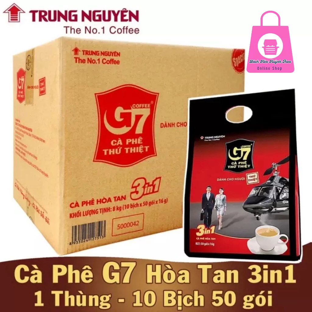 SỈ _THÙNG 10 Bịch Cafe Sữa Hòa Tan G7 3in1 50Goi * 16g