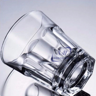  Hộp 6 ly thủy tinh 8 góc FM300 ly trắng đẹp   Bộ 6 ly uống bia   6 ly thủy tinh uống trà 300ml 
