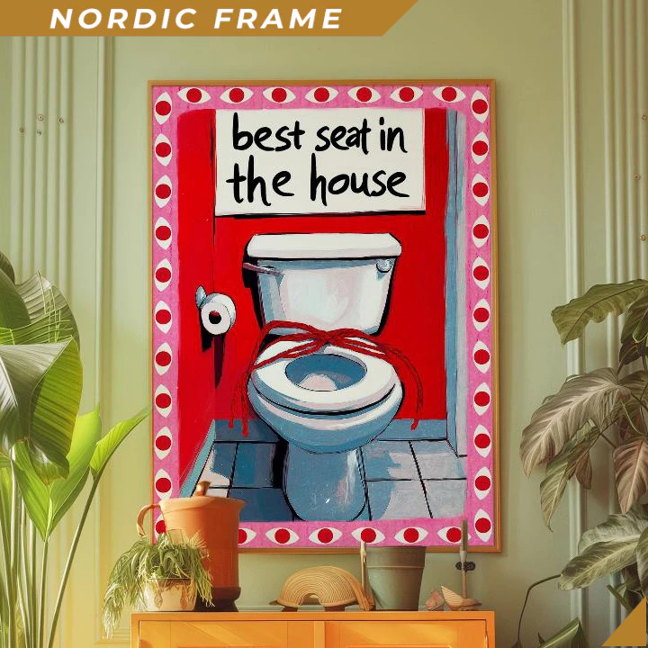 Tranh treo tường,Red Wall Art, 70s Poster, Bathroom Wall Decor, Funny Home Decor, Psychedelic Wall A