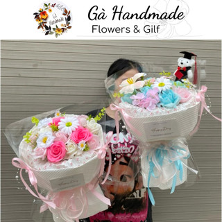 Bó hoa sáp thơm cao cấp mix màu phom tròn làm quà tặng sinh nhật/ kỷ yếu tốt nghiệp tiệm hoa Gà Handmade tpvinh