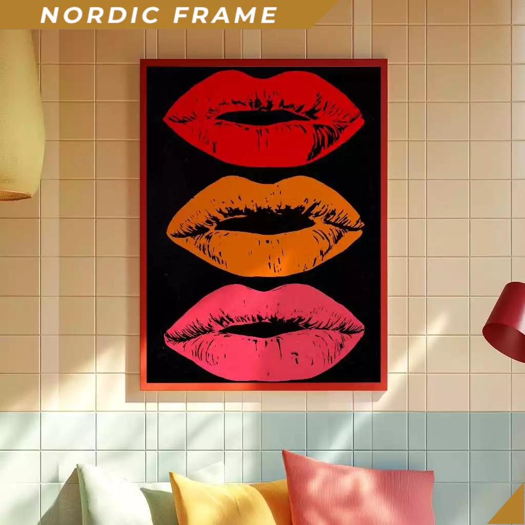 Tranh treo tường, Beauty Salon Decor, Pop Art Print, Lips Wall Art, Red Orange Pink Art, Trendy Art 
