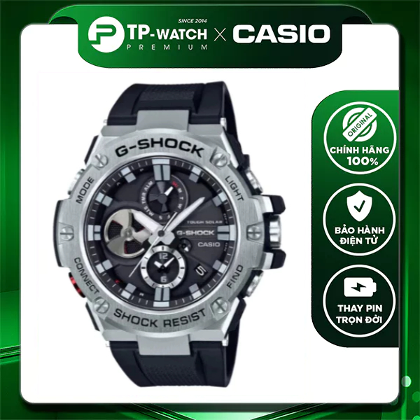 Đồng Hồ Nam Dây Nhựa Casio G-Shock GST-B100-1A Bluetooth Chính Hãng - GST-B100-1ADR Pin Năng Lượng M