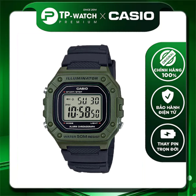 Đồng Hồ Nam Casio Standard W-218H-3AVDF Chính Hãng - Dây Nhựa | Casio Standard W-218H-3A