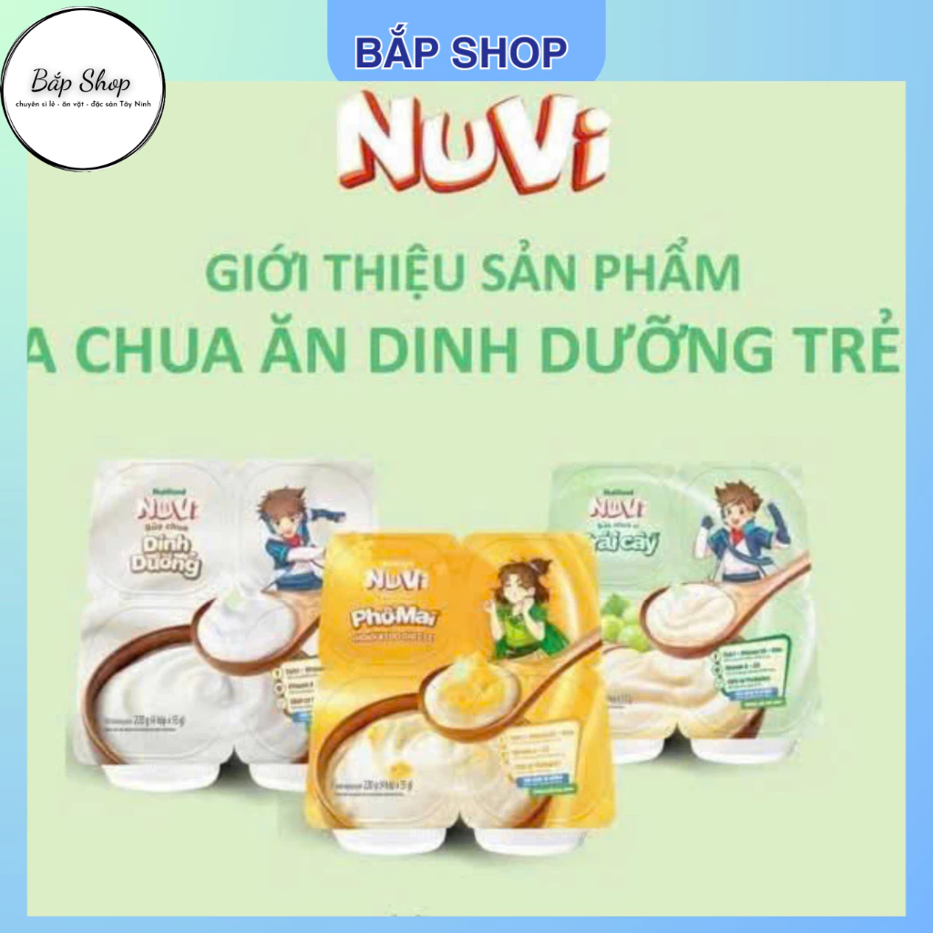 4 Hộp Sữa Chua Ăn Nuvi 55g – Vị Trái Cây/Phô Mai/Nguyên bản – Nutifood