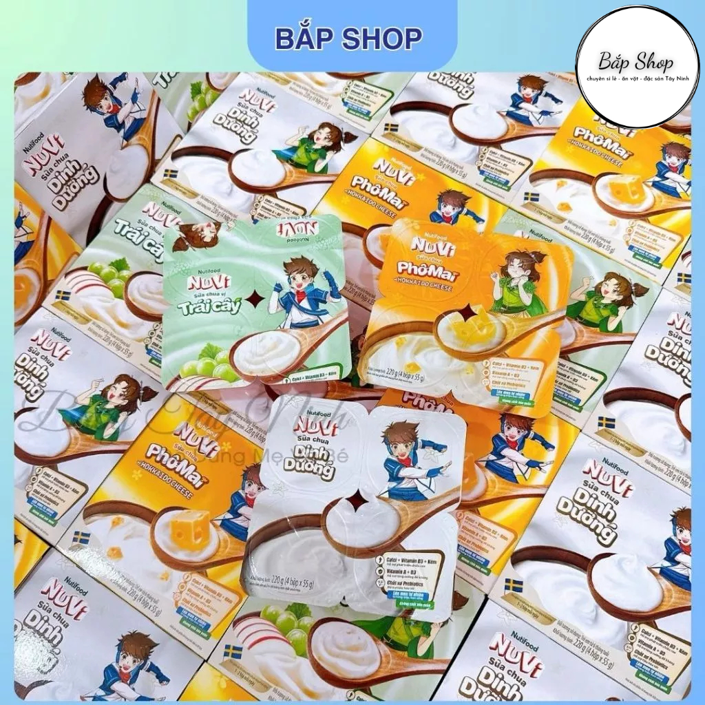 Combo 3 Lốc (12 Hộp) Sữa Chua Ăn Nuvi 55g – Vị Trái Cây/Phô Mai/ Nguyên bản  – Nutifood