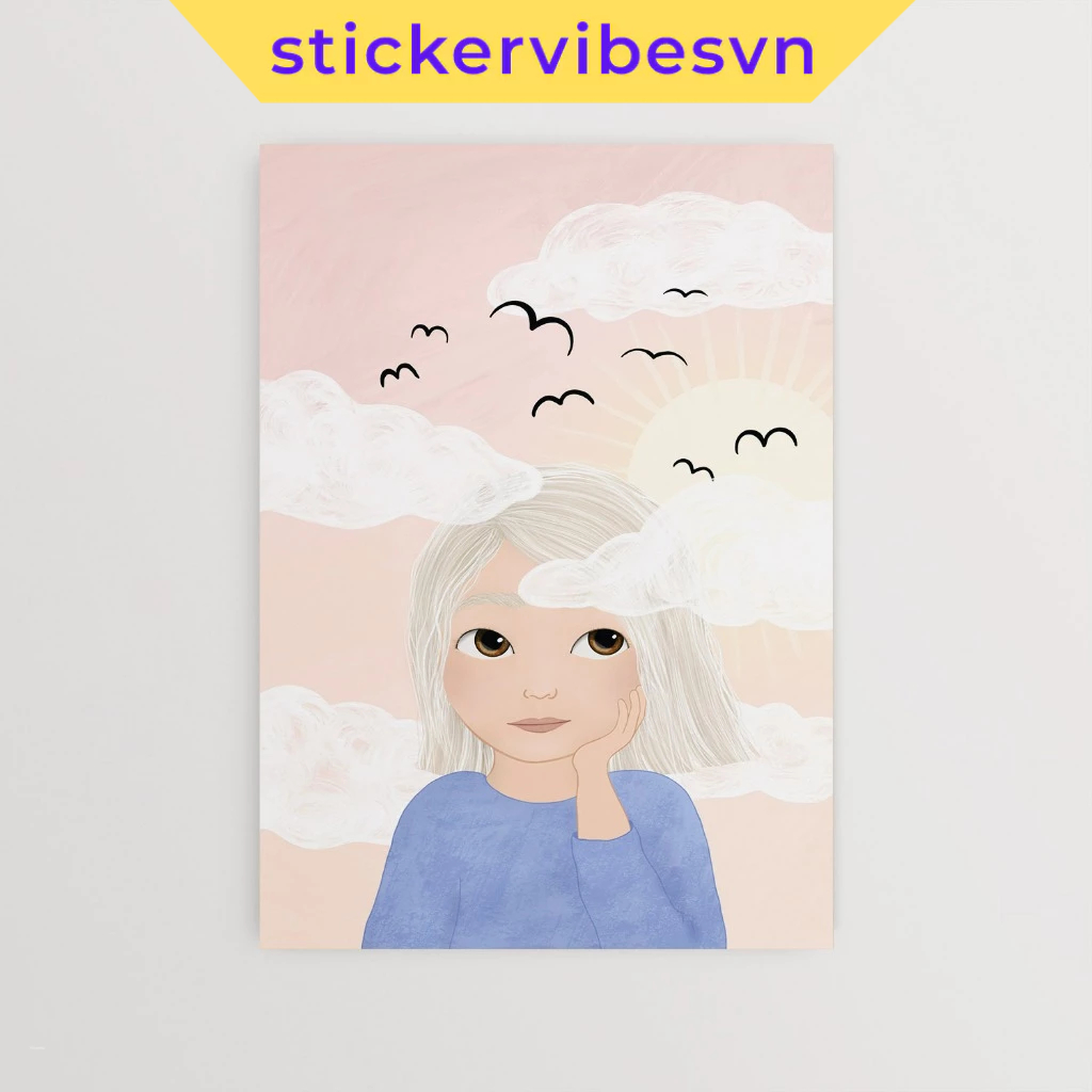 Tranh dán tường fomex, Dreamer's Gaze, có sẵn keo dán 2 mặt, nhận in theo yêu cầu.