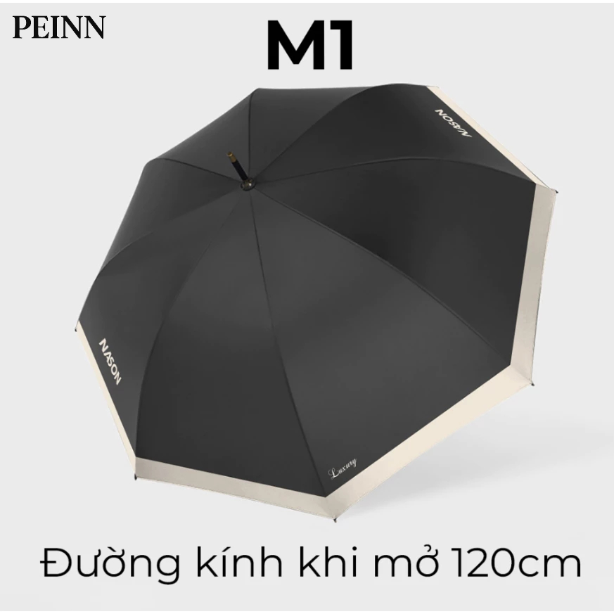 [Peinn]Ô thẳng cao cấp Nason tay cầm gỗ chữ J sang trọng, vải chống thấm, ngăn 99% UV, tán rộng 120c