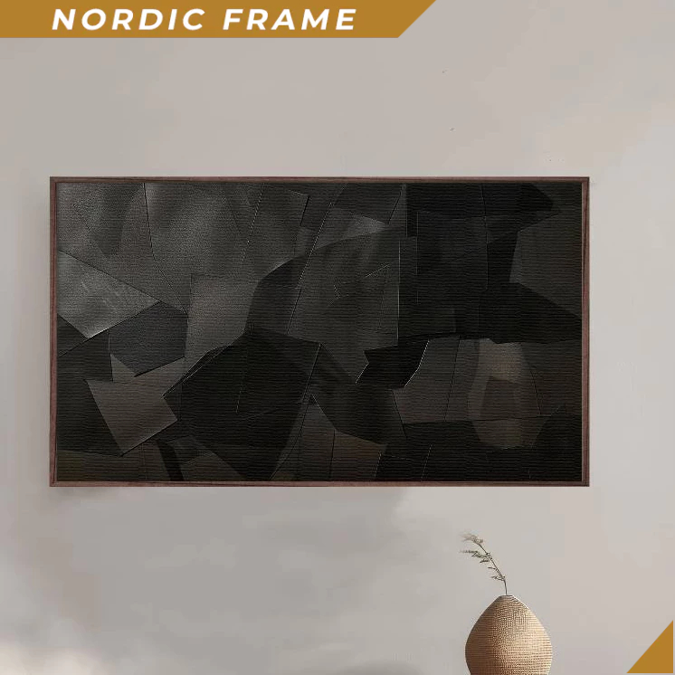 Tranh treo tường, Geometric Abstract Samsung Tv art, modern abstract tv frame, Black digital art, Bl