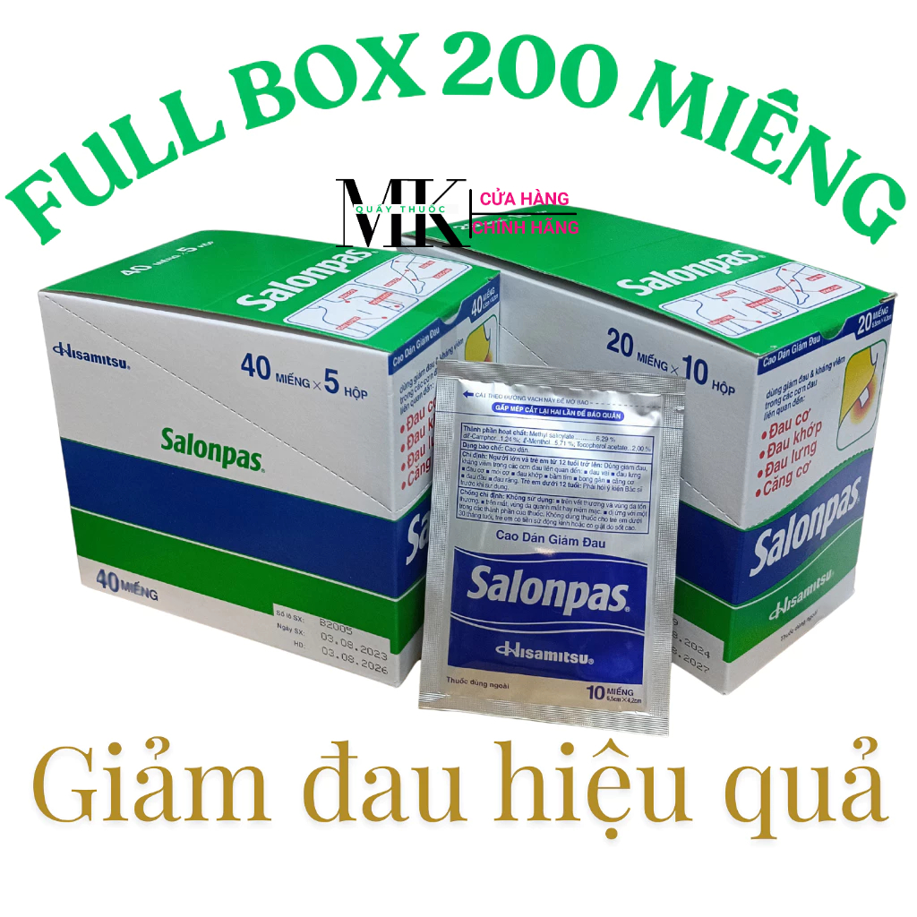Cao dán Salonpas Hisamitsu giảm đau vai, đau lưng, đau cơ
