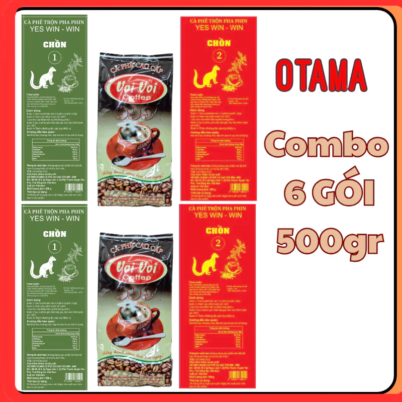 3kg CAFE 6 GÓI 500 GRAM CAFE CHỒN CAFE VOI VÀNG CAFE VOI BUÔN MỆ THUỘT TRỘN CHUNG PHA PHIN  THƠM VỪA