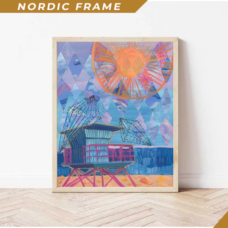 Tranh treo tường, California Lifeguard Collage Print  Midcentury Modern Retro Beach Decor  Pacific C