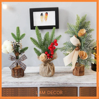 Cây thông noel mini để bàn trang trí giáng sinh, cây thông nhỏ 25cm