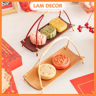  Giá đỡ bằng tre khay tre đựng trà bánh phong cách Trung Quốc 
